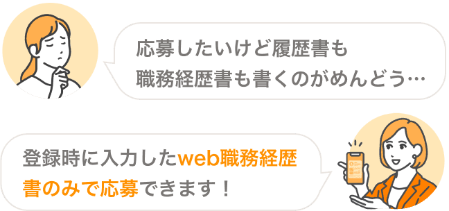 登録時に入力したweb職務経歴書のみで応募できます！